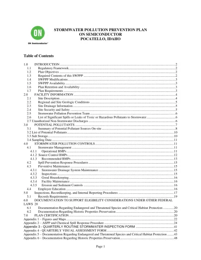 STORMWATER POLLUTION PREVENTION PLAN ON SEMICONDUCTOR POCATELLO IDAHO