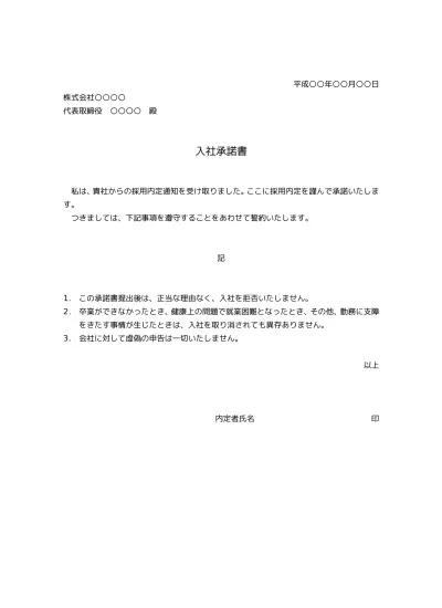 無料 建物使用承諾書のテンプレート01 社外ビジネス文書タイプ 文書 テンプレートの無料