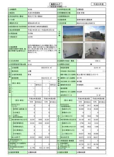 平岩緑地広場 平成25年度施設評価 施設カルテ 平成25年度施設評価の対象施設の経営状況 総合評価とその理由が確認できます 宮崎市 53847e4f015