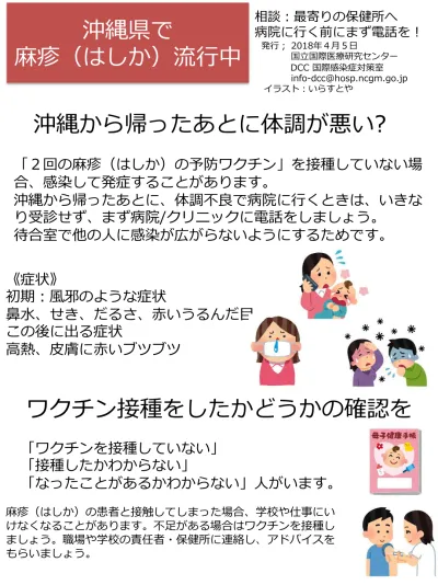 麻しん注意喚起ポスター 沖縄県で麻しん はしか が流行しています 朝霞市