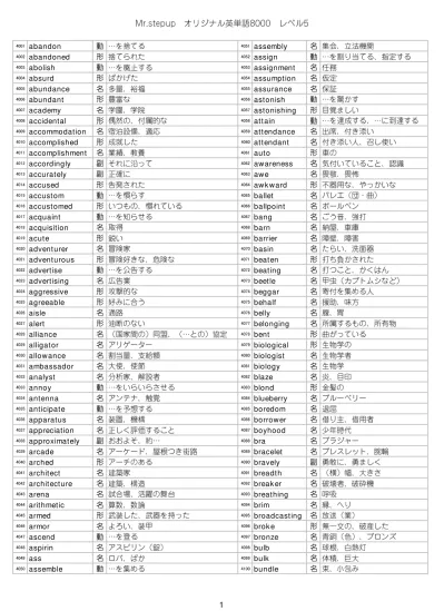 英単語表 レベル8 Pdf特典 大学受験塾ミスターステップアップ