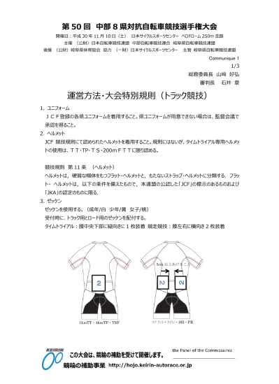 第 50 回中部 8 県対抗自転車競技選手権大会 開催日 : 平成 30 年 11 