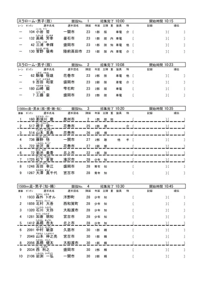 競技プログラム 陸上トラック Xlsx