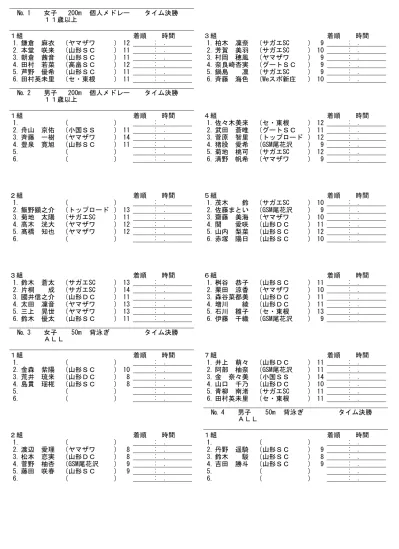 4 男子 50m 背泳ぎタイム決勝 3 高橋葉花太 小国 Ss 8 4 島田将吾 山形 Sc 8 5 黒沼 錬 山形 Sc 8 2 長谷川蓮 山形 Sc