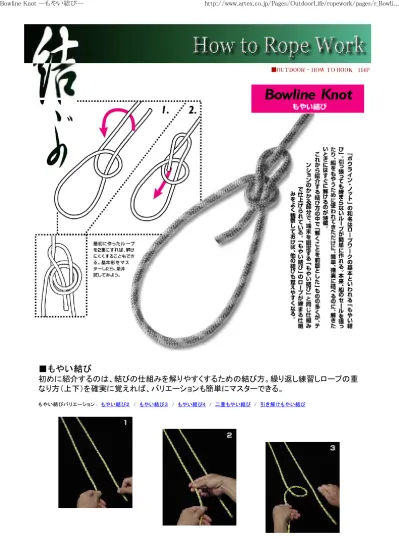 Bowline Knot もやい結び 01 26 17 58 もやい結び初めに紹介するのは 結びの仕組みを解りやすくするための結び方