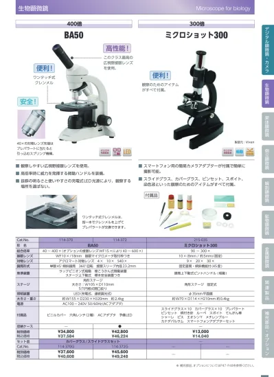 生物顕微鏡実体顕微鏡倒立顕微鏡解剖顕微鏡鉱物顕微鏡金属顕微鏡関連製品補充部品 オプション生物顕微鏡 Microscope For Biology 便利 ワンタッチ式クレンメル 400 倍 300 倍 Ba50 ミクロショット 300 高性能 このクラス最高の広視野接眼レンズを使用 便利 観察の