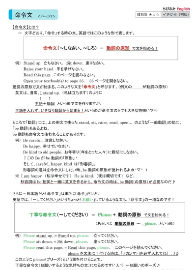 解説プリント 命令文 命令文 解説と問題 ２枚