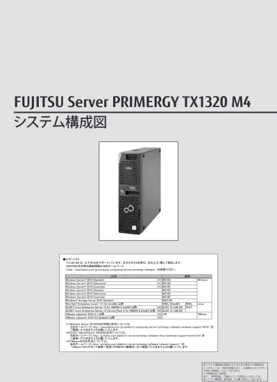 Primergy Tx1320 M4 システム構成図 2019年1月版 樹系図