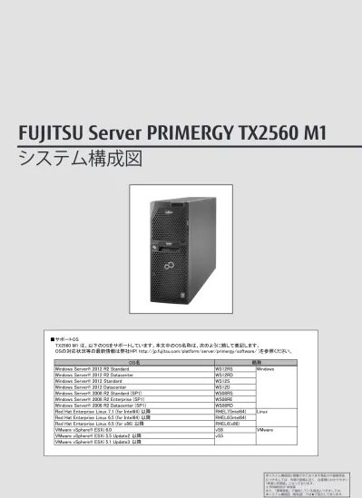 Primergy Tx2560 M2 システム構成図 2016年4月版 樹系図