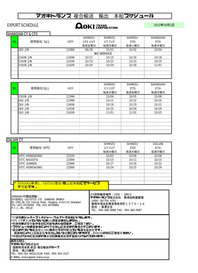 Ps1 Vessel Name Voy No Tokyo Nagoya Kobe Osaka Shimizu Pusan Hmm Mother Vessel Voy No Pusan Long Beach Chicago Houston Atl