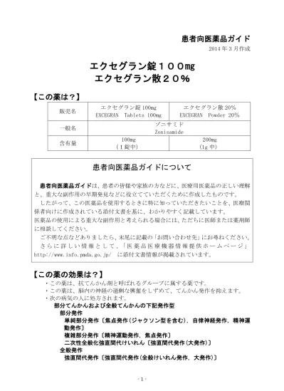 エクセグラン 患者向医薬品ガイド