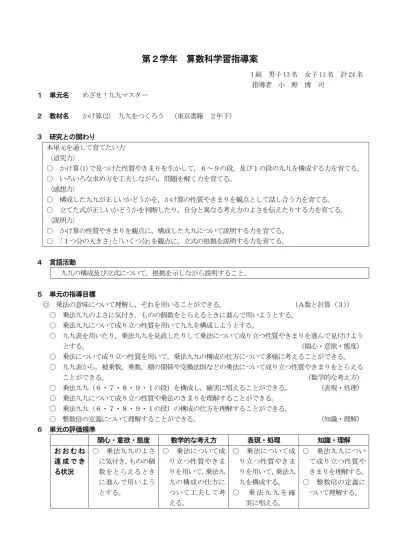 Microsoft Word Viewer 2年1組指導案算数 Doc