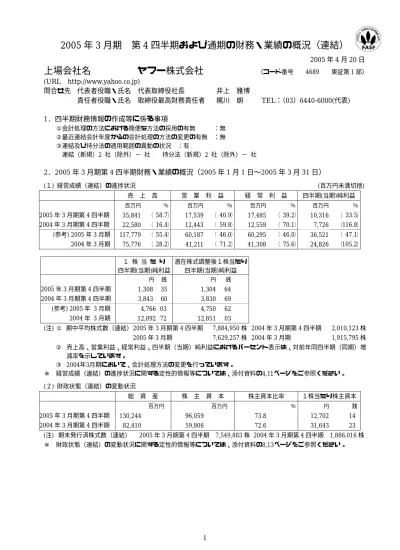 平成17年３月期 第１四半期財務情報 連結