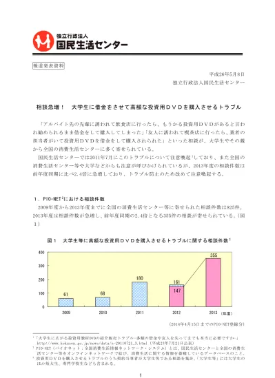 相談急増 大学生に借金をさせて高額な投資用ｄｖｄを購入させるトラブル