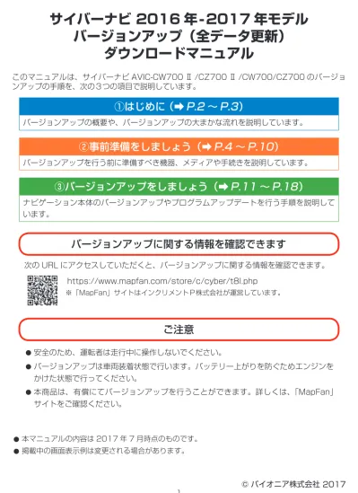 1 はじめに バージョンアップ方法について 本商品では インターネットに接続したパソコンから Sd カードを使用して バージョンアップを行うことができます パソコンを使うバージョンアップ 全データ更新 ナビゲーション本体のすべてのデータを更新するバージョン