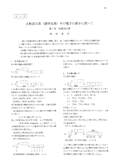 D軌道元素 遷移元素 中の電子の動きに就いて 第1報 3d軌道元素