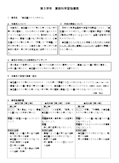 くらべ方を考えよう 単位量あたりの大きさ