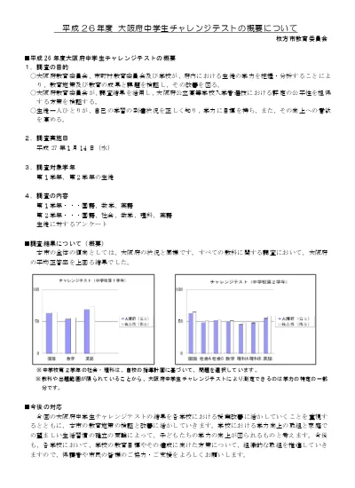 平成26年度大阪府チャレンジテストの概要について ファイル名 Pdf サイズ 226 77kb