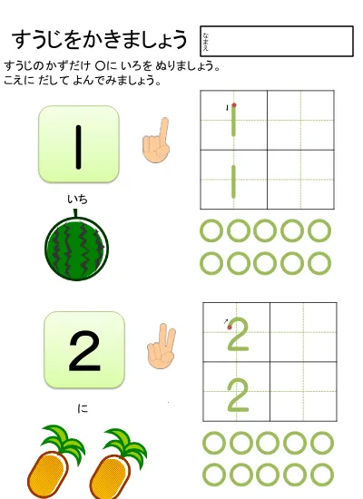 幼児教育 算数 の無料学習プリント幼児教育 数字の練習