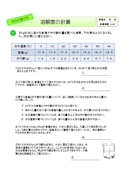 小学6年生 理科 の無料学習プリント水溶液と金属