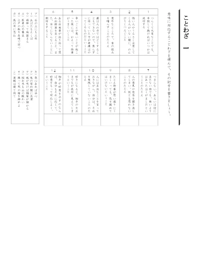 小学6年生 国語 の無料学習プリント慣用句のプリント