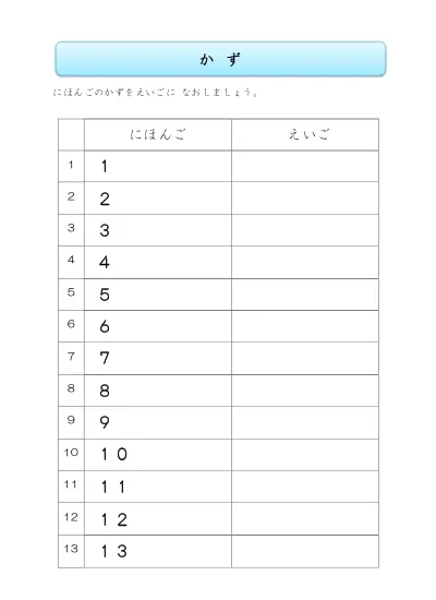 小学2年生 英語 の無料学習プリント英単語