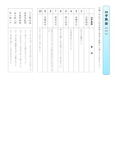 小学6年生 国語 の無料学習プリント慣用句のプリント