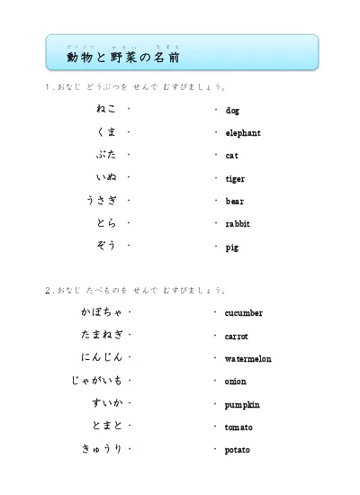 幼児教育 英語 の無料学習プリント英語で身近な動物の名前をおぼえよう