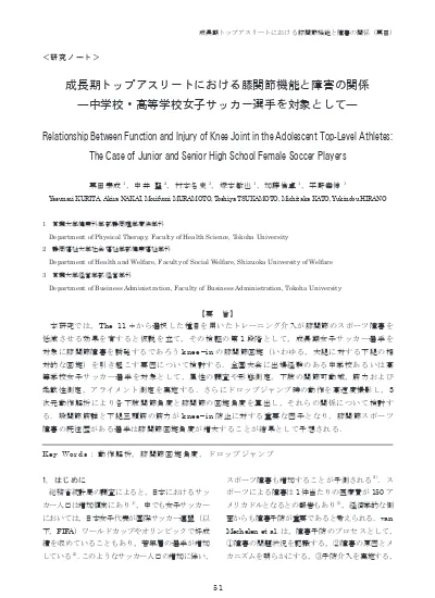 日本代表ジュニアスキー選手における動的アライメントの性差